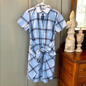 NWOT UNTUCKit Plaid Button Down Short Sleeve Dress, Size 4